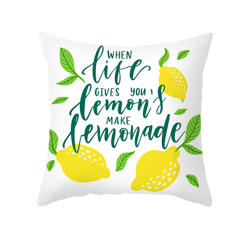 Citrus Illustrated Decorative Throw Pillow Cover with Inspirational Lemon Quote
