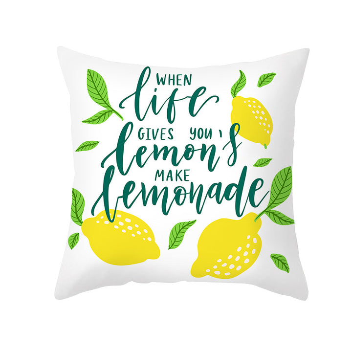 Citrus Illustrated Decorative Throw Pillow Cover with Inspirational Lemon Quote