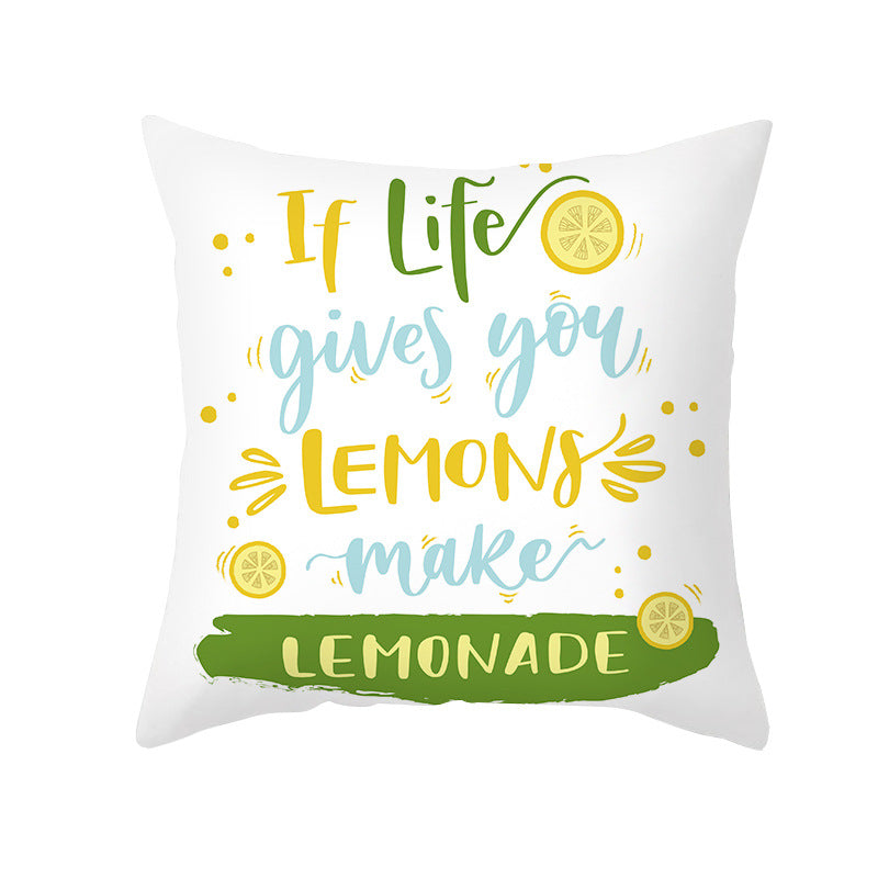Citrus Illustrated Decorative Throw Pillow Cover with Inspirational Lemon Quote