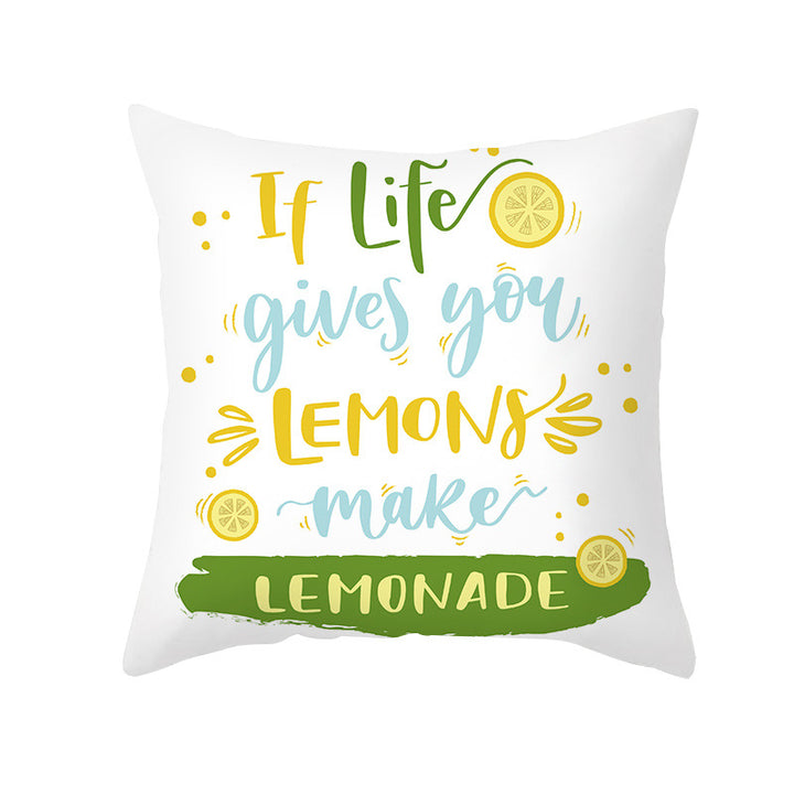 Citrus Illustrated Decorative Throw Pillow Cover with Inspirational Lemon Quote