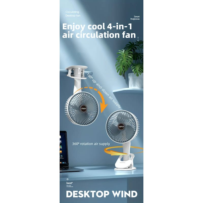 Portable  Rechargeable  Desk Fan | Stornfield