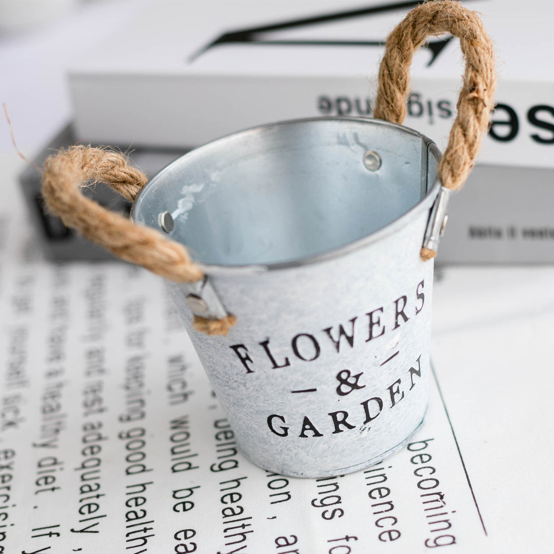 Decorative Metal Bucket Planter