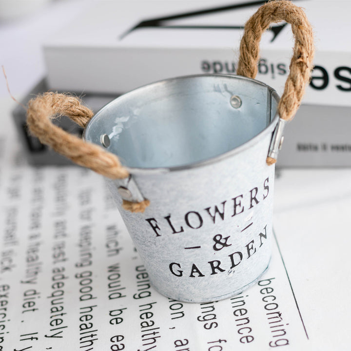 Decorative Metal Bucket Planter
