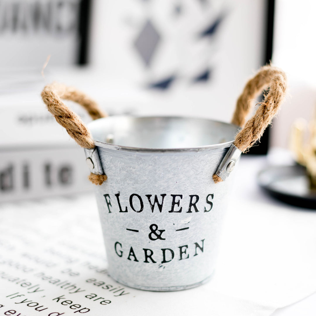 Decorative Metal Bucket Planter
