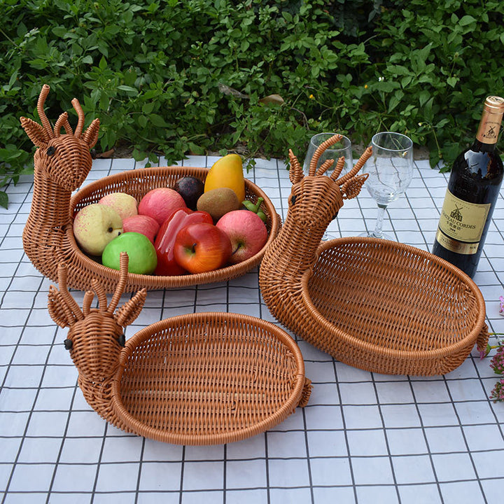 Decorative Woven Animal-Shaped Serving Tray Stornfield