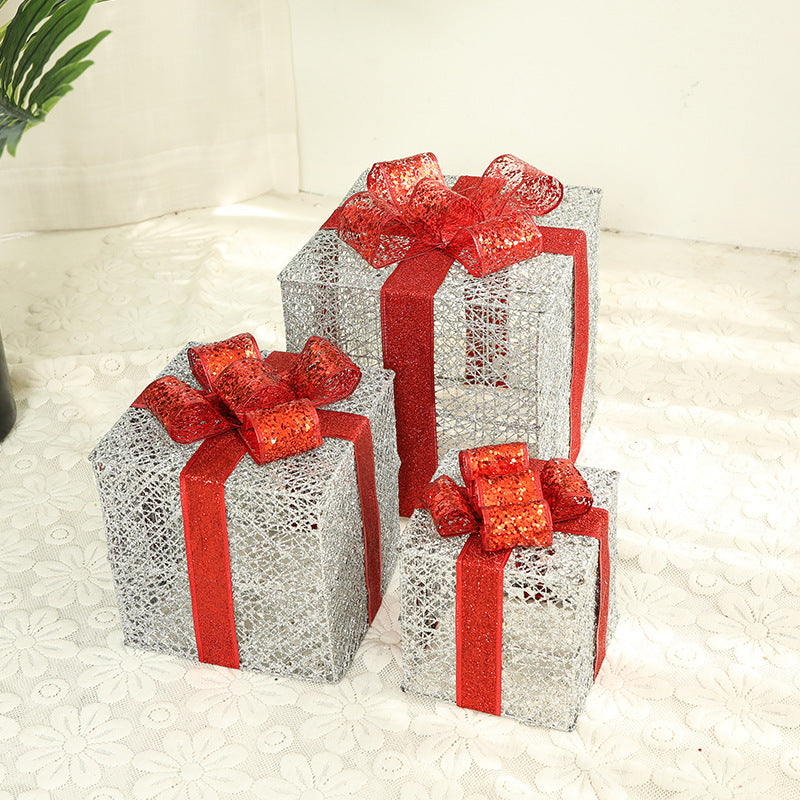 Illuminated Christmas Gift Box Set made of Iron