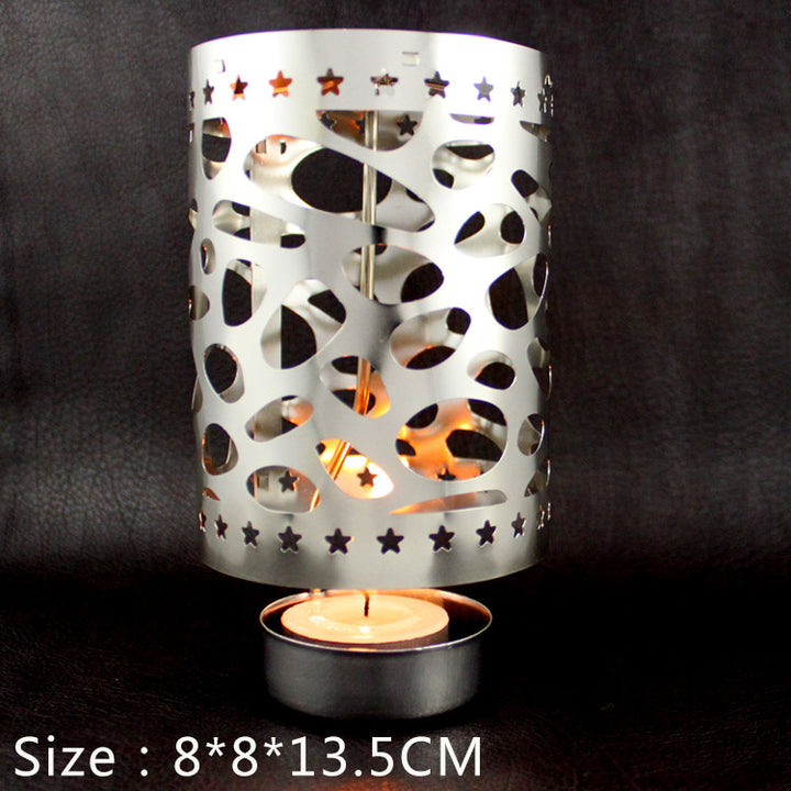 Rotating metal candle holder, round