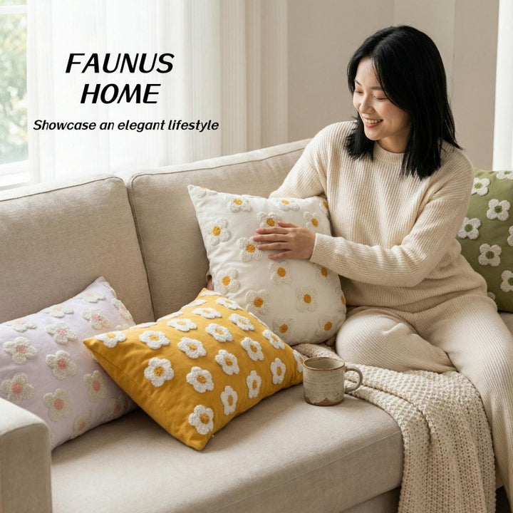 Geometric lumbar pillows, 30×50 cm, tufting design
