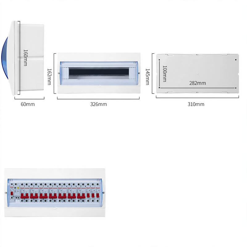 Distribution box for electrical installation, 2–16 circuits