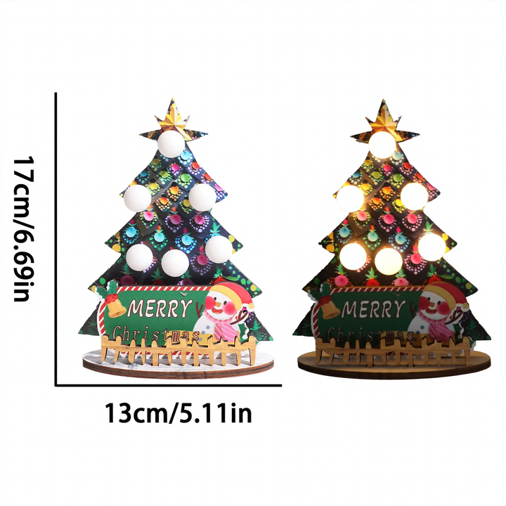 Decorative wooden Christmas tree table lamp with LED
