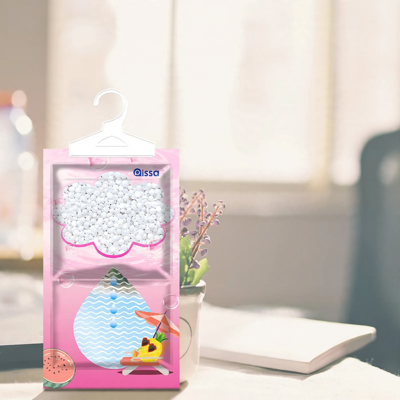 Hanging dehumidifier bag for wardrobes