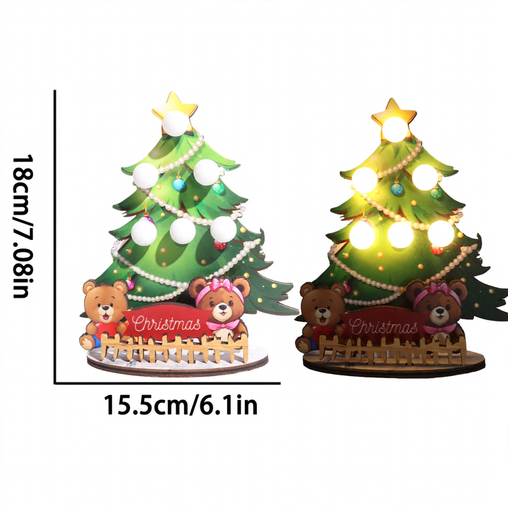 Decorative wooden Christmas tree table lamp with LED