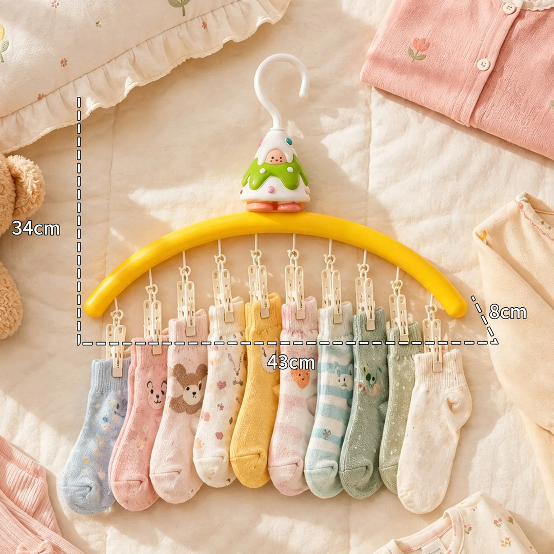 Cartoon clothes dryer with clips