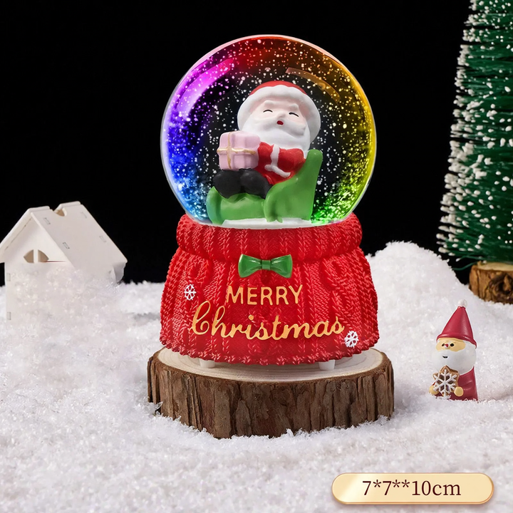 Christmas snow globe with light and music