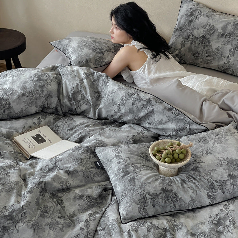 Cotton bedding set, 4-piece, with jacquard weaving