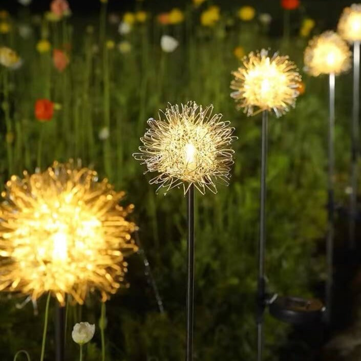 Solar Dandelion Aluminum Wire Globe Light LED Outdoor Waterproof Luminous Garden Insert Ground Landscape Light | Stornfield