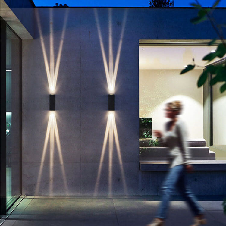 Modern Aluminum Lens Outdoor Patio Double-headed LED Wall Sconce Lamp | Stornfield
