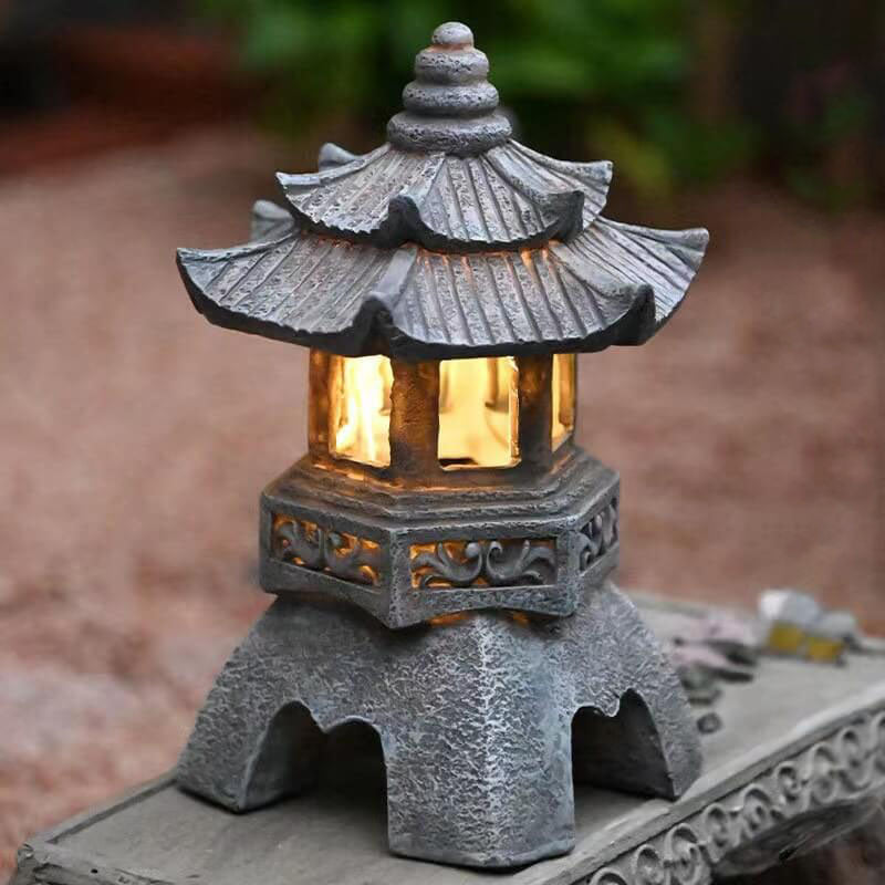 Retro Decorative Solar Tower Resin LED Outdoor Landscape Lighting | Stornfield