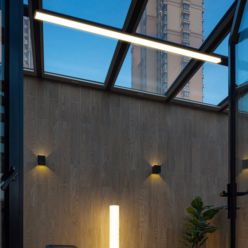Modern Minimalist Long Rectangle Aluminum PC LED Flush Mount Ceiling Light For Outdoor Patio | Stornfield