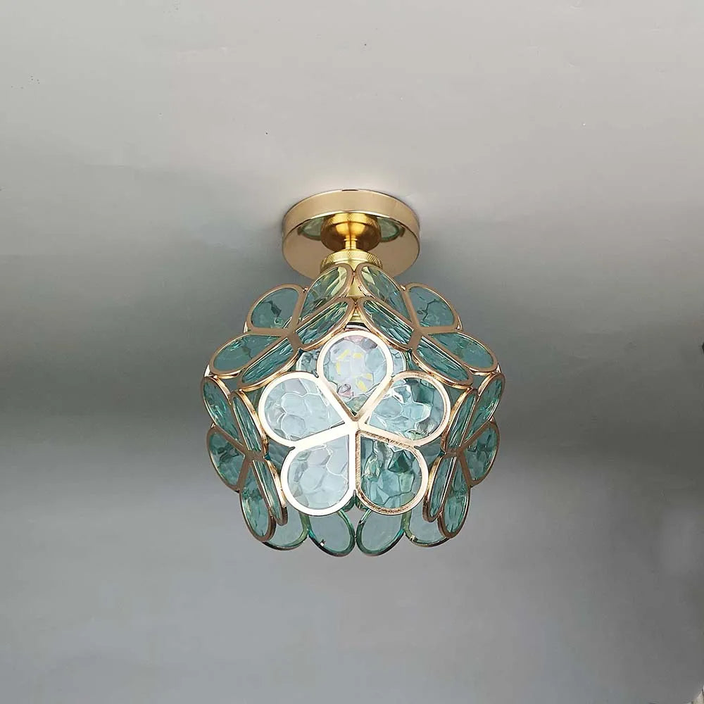 Artistic Glass Ceiling Lamp with Floral Pattern - FlowerHall | Stornfield