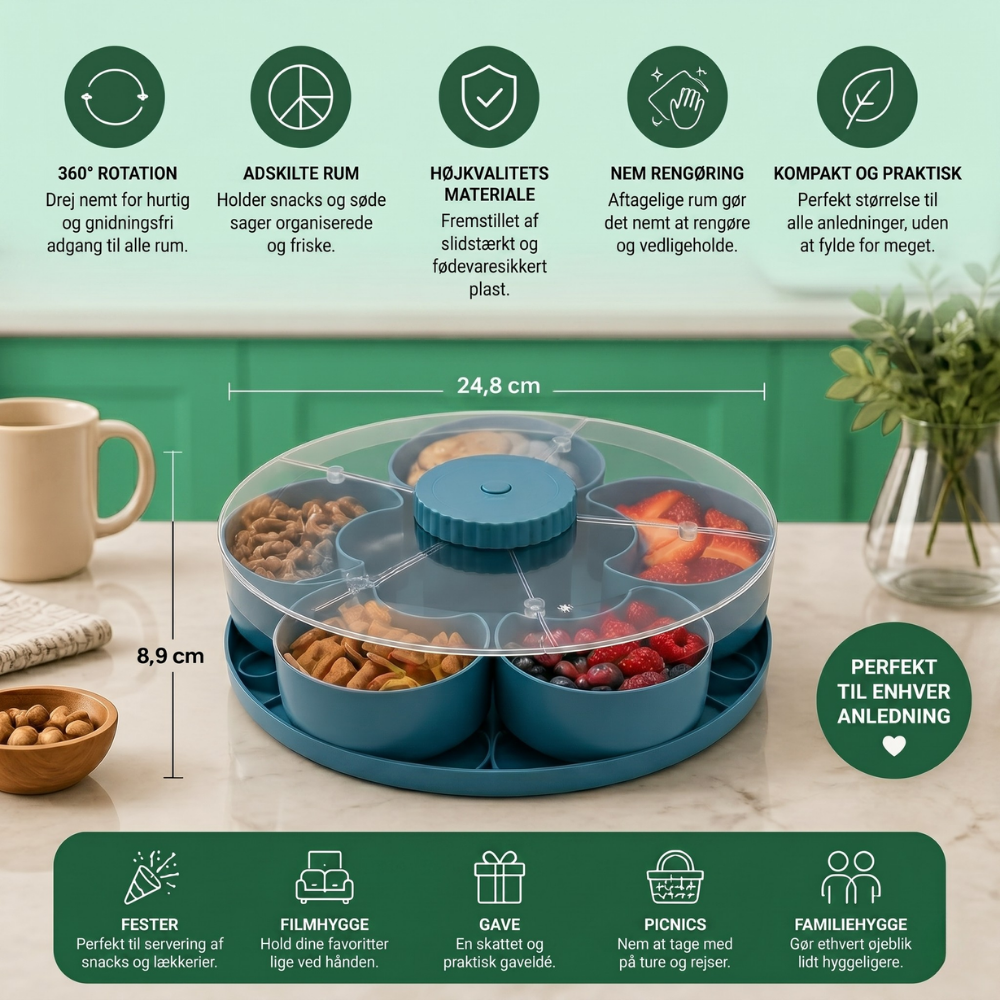 ServeSpin rotating tray with compartments | Stornfield