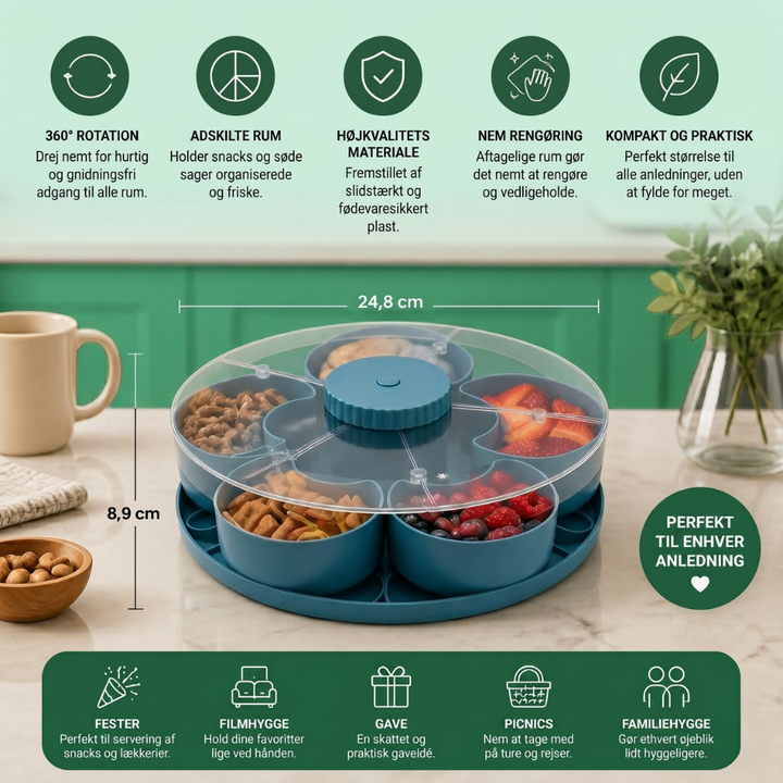 ServeSpin rotating tray with compartments | Stornfield