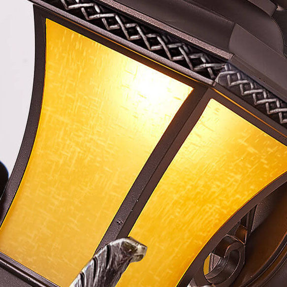 European Vintage Outdoor Square Cage Aluminum Glass 1-Light Wall Sconce Lamp | Stornfield