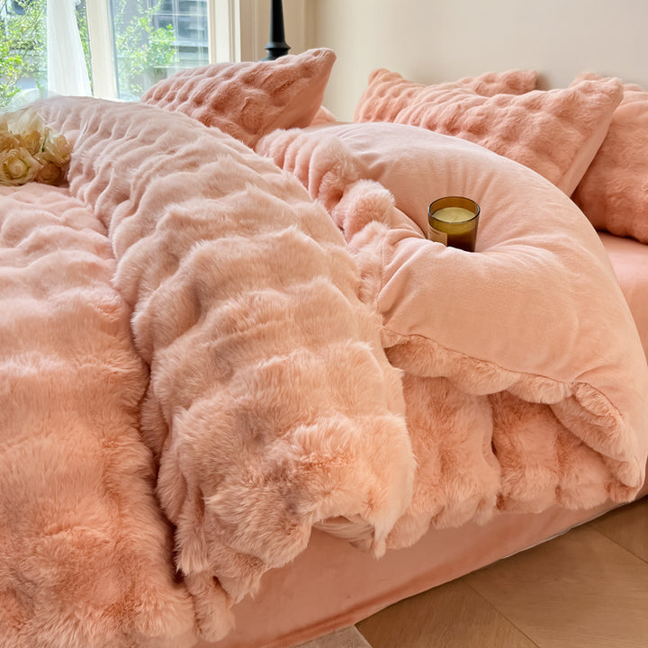 Winter bedding set made of thick milk fiber fleece