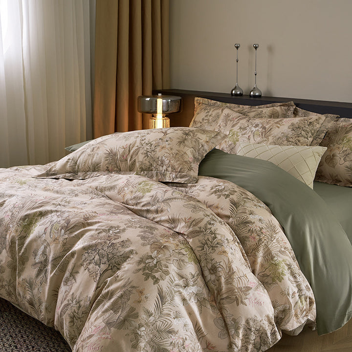 Cotton bedding set, 4-piece, digital print, country style