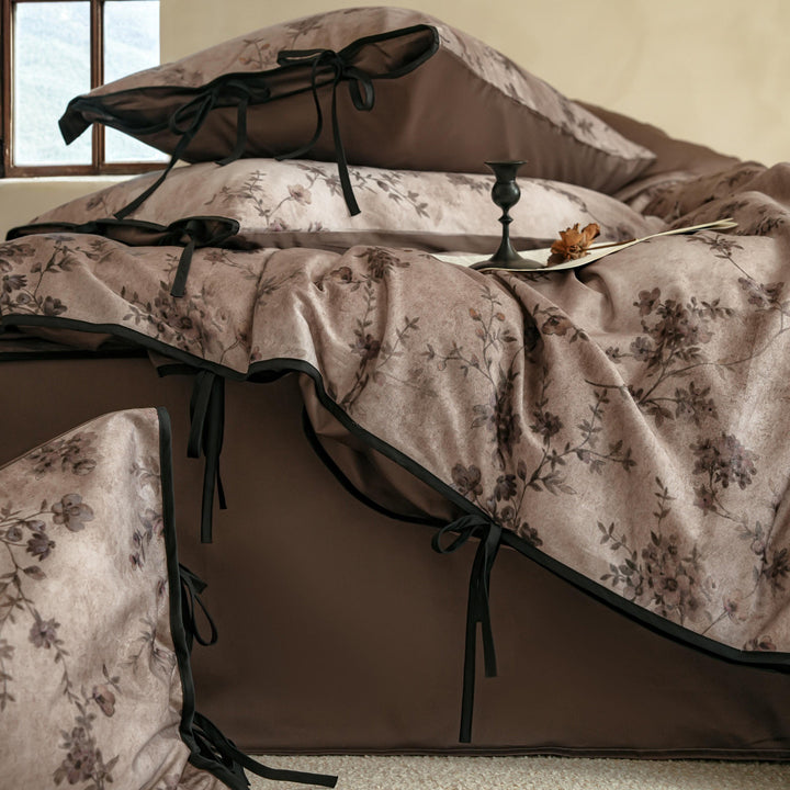 Cotton bedding set, floral pattern, satin weave