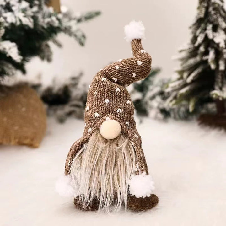 Sitting Christmas Elf Figure with Knitted Hat