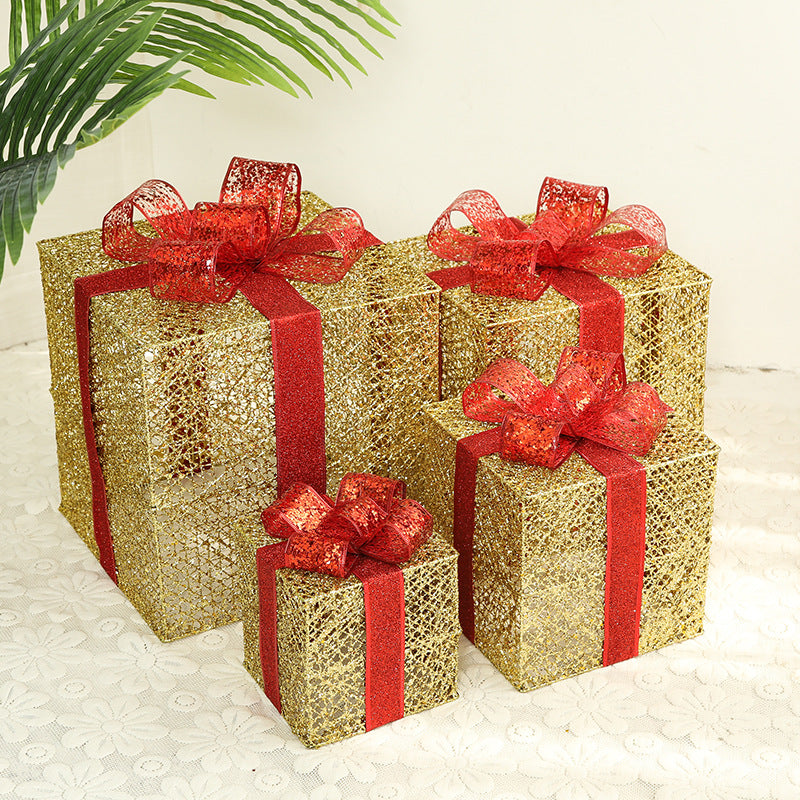 Illuminated Christmas Gift Box Set made of Iron
