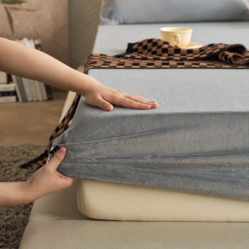 Milk fiber fleece fitted sheet for winter
