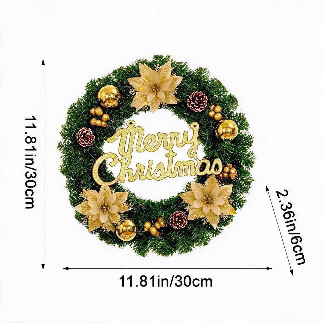 Christmas wreath with Merry Christmas lettering