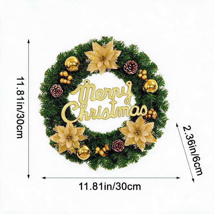 Christmas wreath with Merry Christmas lettering
