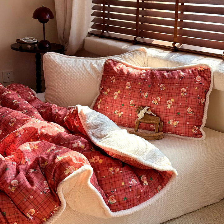 Winter bedding set, milk fiber fleece and cotton gauze