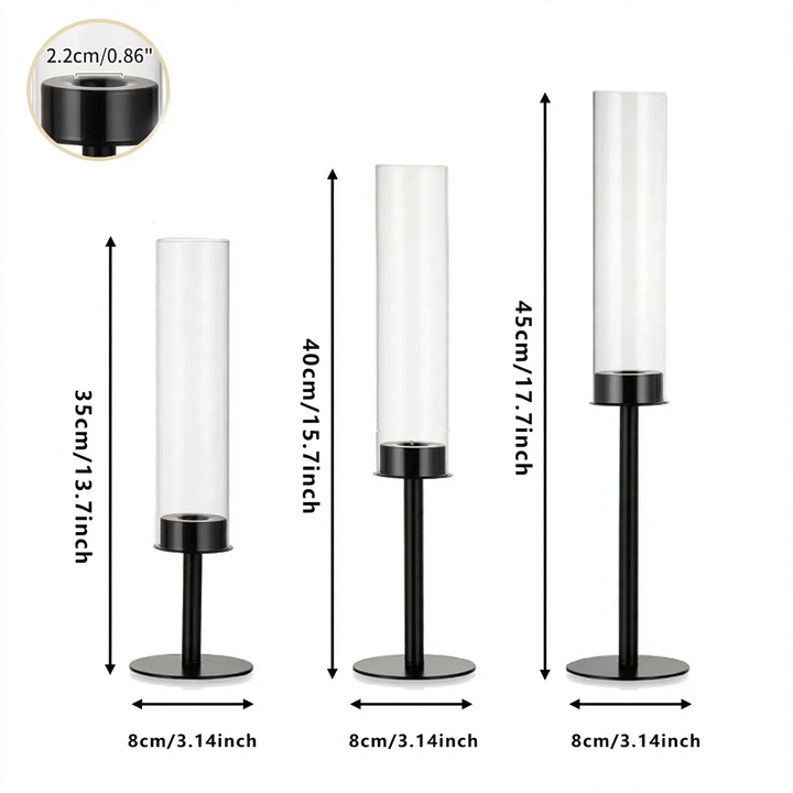Elegant candle holder made of glass and metal