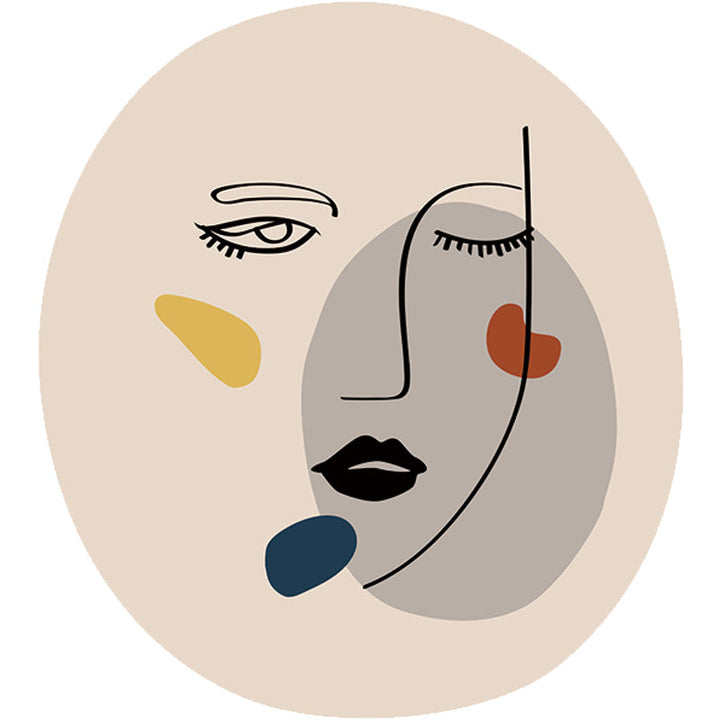 Stornfield | Irregular Ivory Abstract Face Pattern Novelty Polyester Non-Slip Bedroom Rug