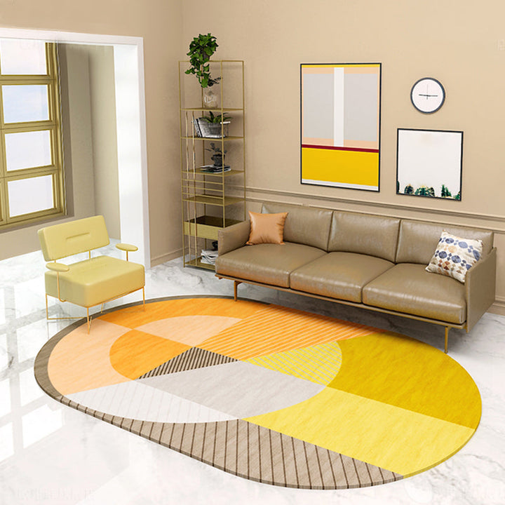 Stornfield | Scandinavian Novelty Rug in Green and Orange Geometric Color Block Pattern Polyester Rug Non-Slip Mat for Home Decor