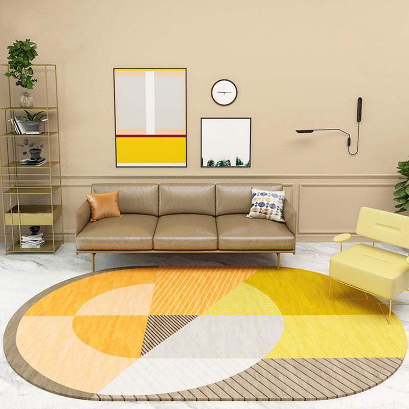 Stornfield | Scandinavian Novelty Rug in Green and Orange Geometric Color Block Pattern Polyester Rug Non-Slip Mat for Home Decor