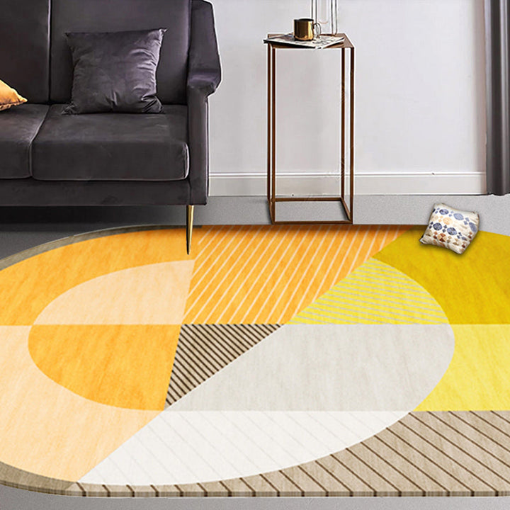 Stornfield | Scandinavian Novelty Rug in Green and Orange Geometric Color Block Pattern Polyester Rug Non-Slip Mat for Home Decor