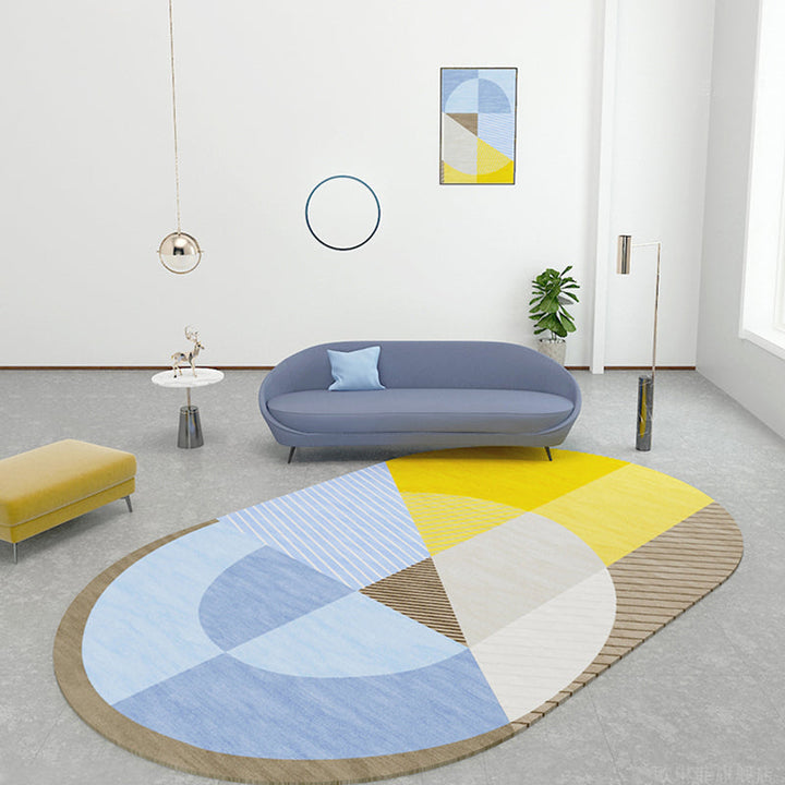 Stornfield | Scandinavian Novelty Rug in Green and Orange Geometric Color Block Pattern Polyester Rug Non-Slip Mat for Home Decor