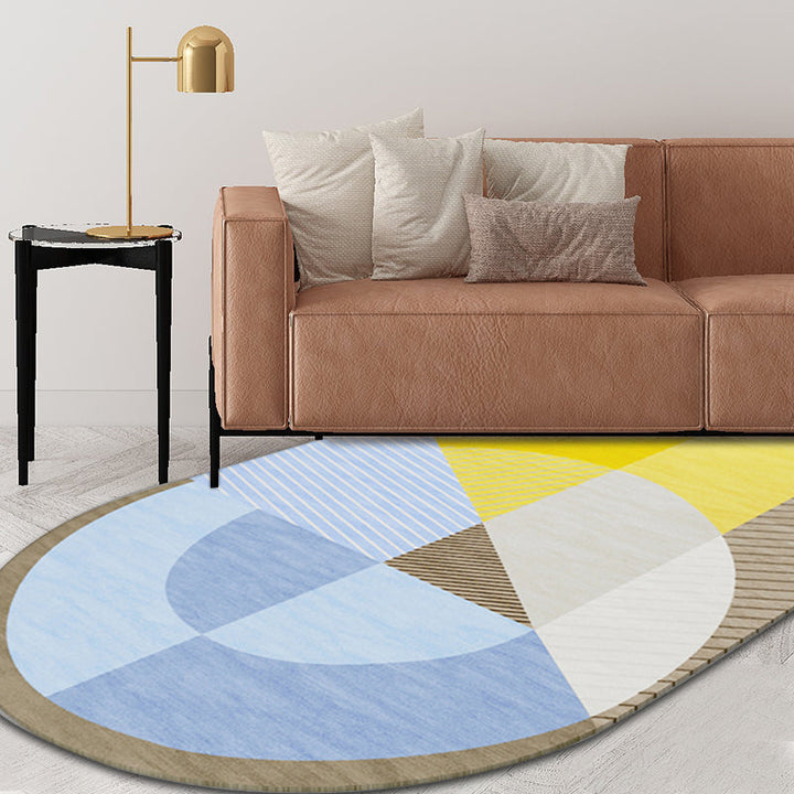 Stornfield | Scandinavian Novelty Rug in Green and Orange Geometric Color Block Pattern Polyester Rug Non-Slip Mat for Home Decor