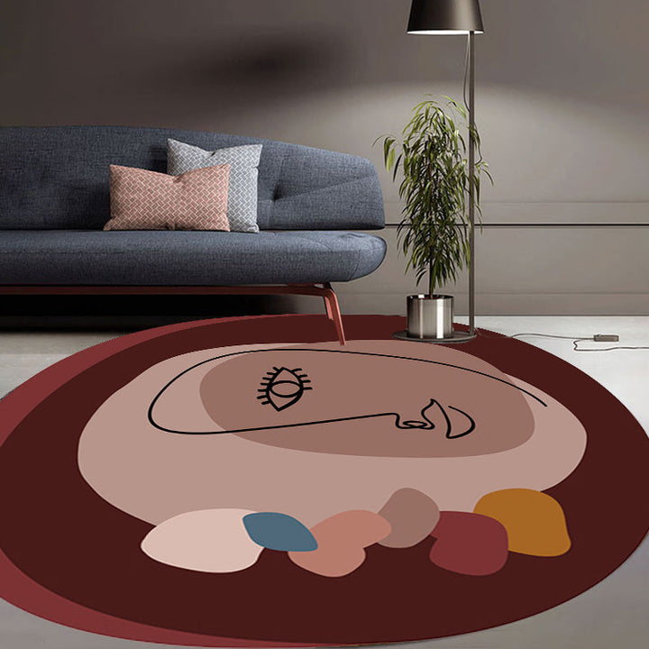 Stornfield | Novelty Simple Irregular Polyester Brown Face Abstract Pattern Stain Resistant Rug for Home Decor