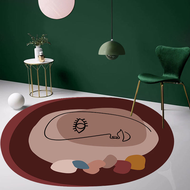 Stornfield | Novelty Simple Irregular Polyester Brown Face Abstract Pattern Stain Resistant Rug for Home Decor