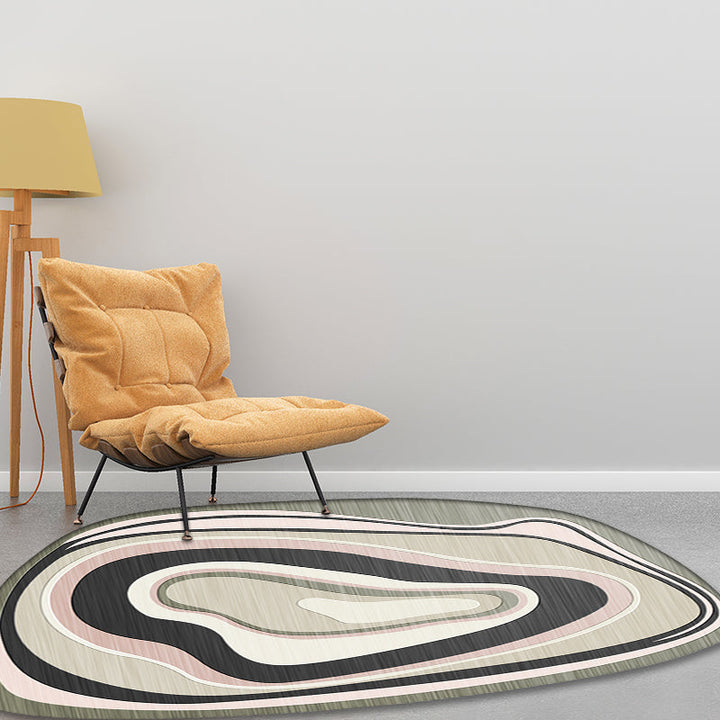 Stornfield | Novel Casual Irregular Ivory Color Block Rug Polyester Non-Slip Rug for Home Decor