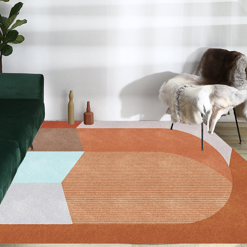 Stornfield | Irregular Nordic Novelty Rug in Grey and Brown with Color Block Pattern Pet-Friendly Polyester Rug for Interior Decor