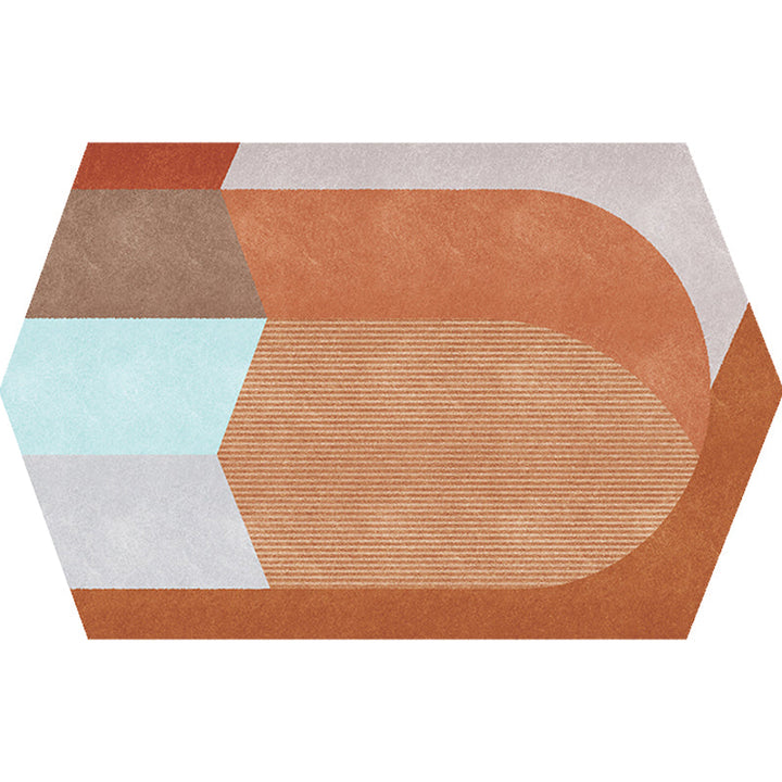 Stornfield | Irregular Nordic Novelty Rug in Grey and Brown with Color Block Pattern Pet-Friendly Polyester Rug for Interior Decor