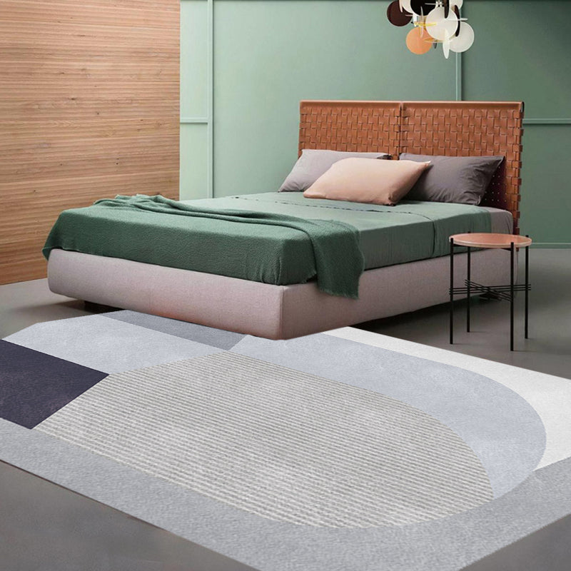 Stornfield | Irregular Nordic Novelty Rug in Grey and Brown with Color Block Pattern Pet-Friendly Polyester Rug for Interior Decor