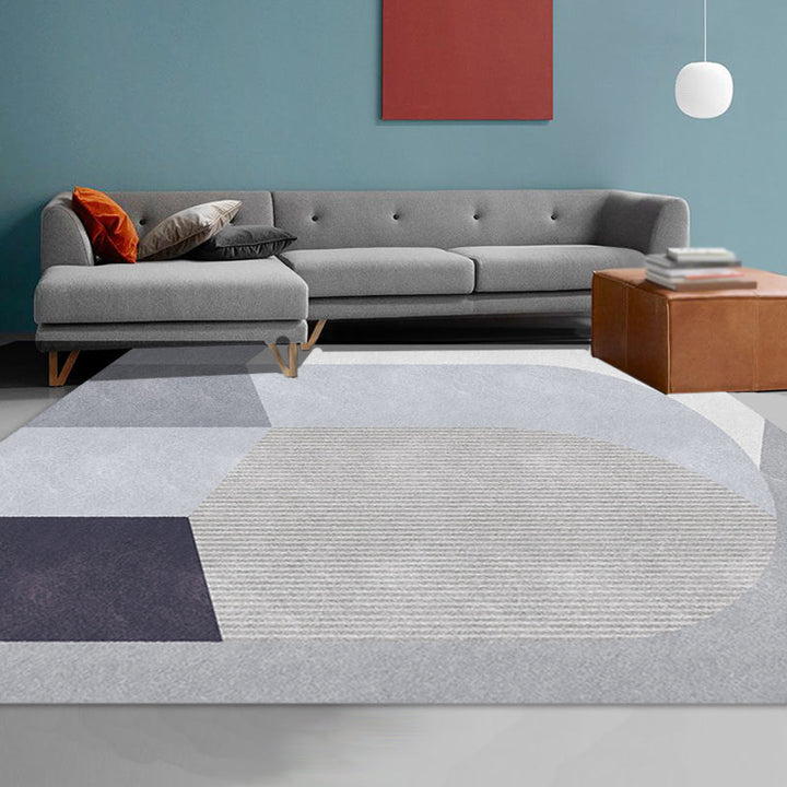 Stornfield | Irregular Nordic Novelty Rug in Grey and Brown with Color Block Pattern Pet-Friendly Polyester Rug for Interior Decor